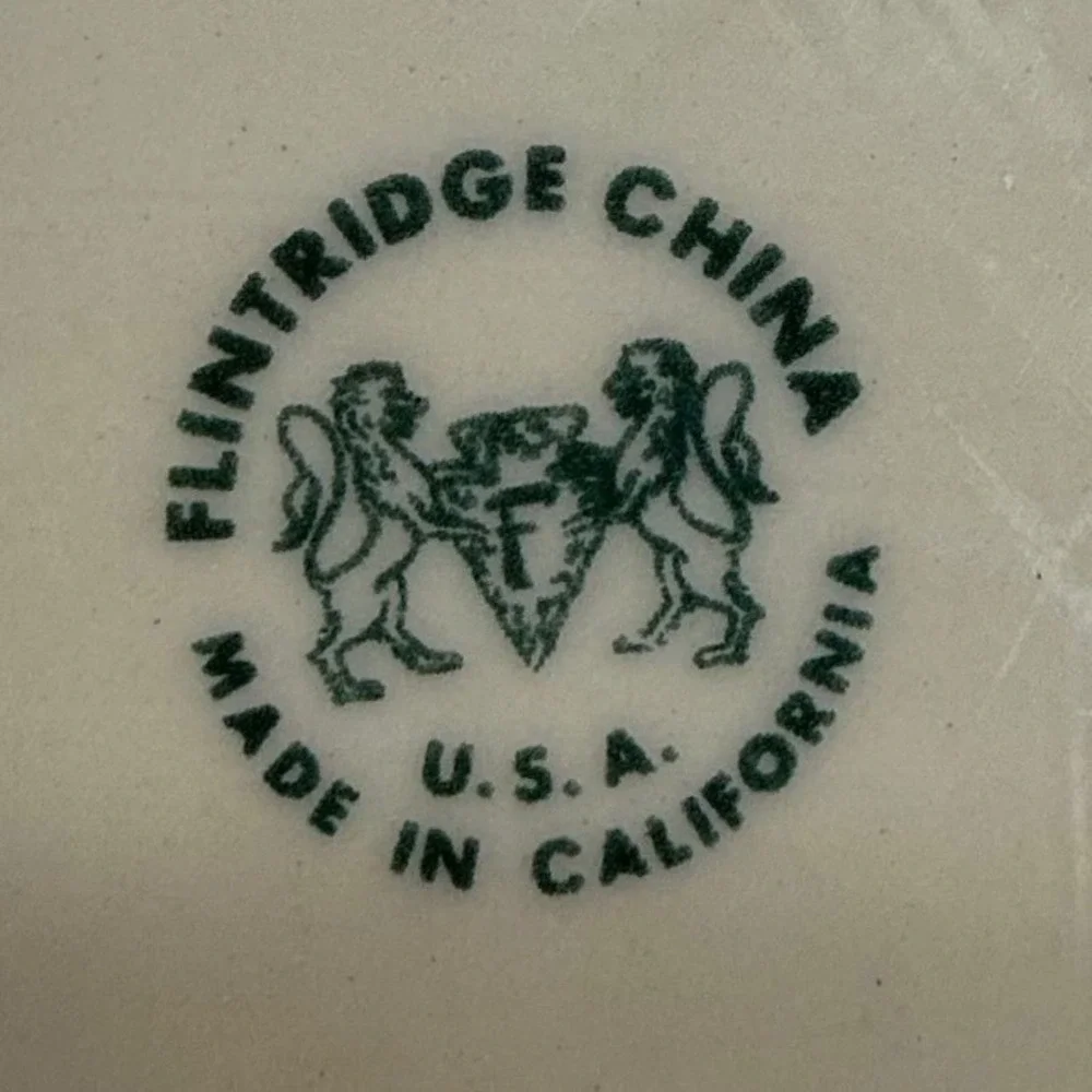 Flintridge China Pink White Floral Vine Oval Serving Platter California MCM‎ Vtg